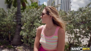 River Lynn is getting picked up outdoors