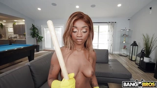 Maid Angelsins is cleaning the house