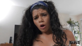 Harley Haze slides her shaved pussy on hard dick in POV