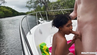 Ryder Rey gets fucked standing in the boat