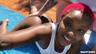 Abigaiil Morris, Octavia Red and Deja Marie have fun outdoors