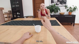 Alexa Flexy is sucking cock on kitchen table in POV