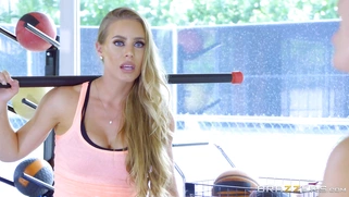 Fitness instructor Nicole Aniston caught Abigail Mac taking Charles's cock