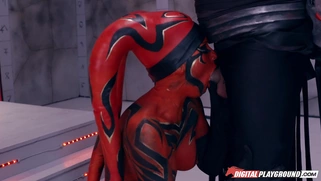 Salacious Kleio Valentien on her knees sucking hard cock