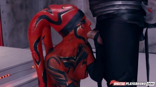 Salacious Kleio Valentien on her knees sucking hard cock