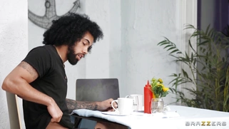 Blake Blossom is sucking black cock and licking balls