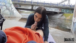 Maria Wars is sucking cock outdoors in POV