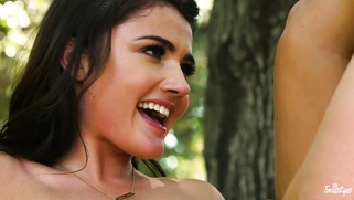 Adria Rae gets her pussy and mouth fucked outdoors