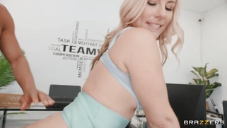 Bunny Madison in stockings gets banged by Ricky Johnson standing