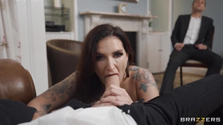 Adreena Winters is sucking Danny D's huge cock in POV