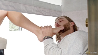 Blonde Charli Phoenix is sucking two cocks