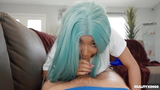 Clara Trinity is sucking cock and licking balls in POV