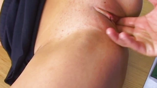 Busty Christina Brooks gets her pussy licked on the desk