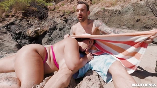 Jadynn Stone is sucking Alex Legend's cock outdoors