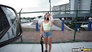 Gianna Ivy is getting picked up outdoors