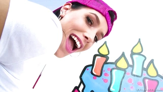 Savannah Fyre shows off her jeweled butt plug lodged in her rectum