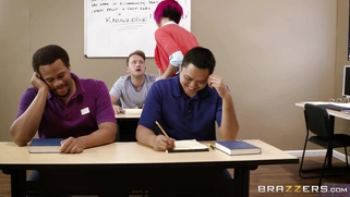 Anna Bell Peaks has her student nibble on her big pair of sweet tits