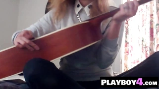 Sexy small tits blonde MILF revealed hot body during passion posing action