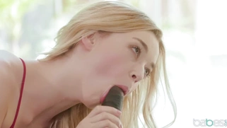 Anny Aurora is sucking black monster cock on the gym ball