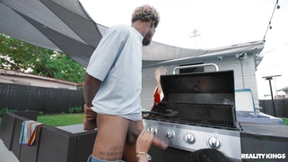 India Lordhefner is sucking black monster cock outdoors