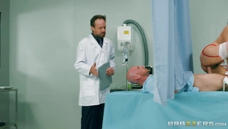 Nurse Valentina Nappi rides her patient behind the doctor's back