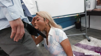 Gia Dibella gets her face fucked by horny professor Mick Blue