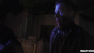 Officer Nicole Doshi is sucking Mick Blue's cock outdoors