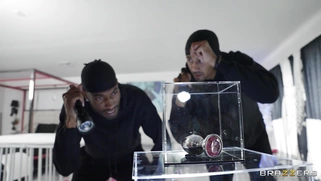 Kayla Kayden is sucking two big black cocks