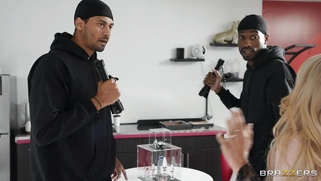 Kayla Kayden is sucking two big black cocks