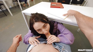 Mandy Muse is sucking cock in the classroom