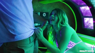 Teen Molly Little is sucking two big cocks