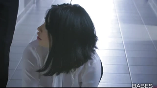 Rina Ellis gets her face fucked on the floor