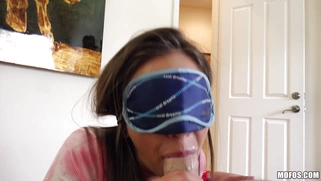 Layla London gives blowjob to lucky pricks