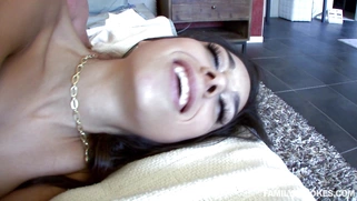 Trinity St. Clair getting drilled lying on her side