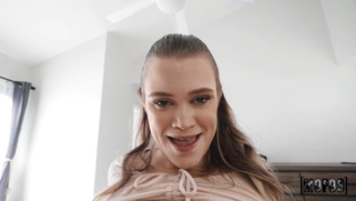 Teen Chloe Rose rides hard cock with her shaved pussy in POV