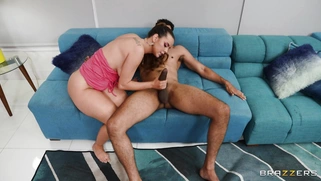 Busty Jessie Rogers rides and sucks huge black shaft