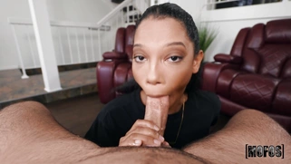 Eden West is sucking Charles Dera's cock in POV