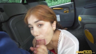 Marina Gold is sucking cock in fake taxi