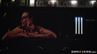 Aidra Fox getting licked as her head hanging out of car window