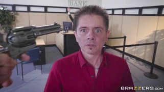 Peta Jensen disarmed the robber with her super big tits