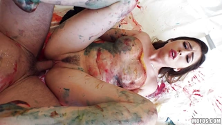 Brunette teen Melissa Moore gets trimmed pussy nailed