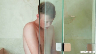 Ari Alectra gets banged standing in the shower