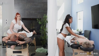 Luna Star and Abigaiil Morris are sucking Scott Nails' cock