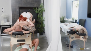 Luna Star and Abigaiil Morris are sucking Scott Nails' cock