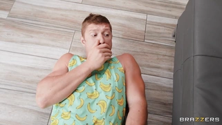 Busty Victoria June rides stiff dick in the floor