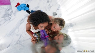 Phoenix Marie forces Scarlit S. to deepthroat the dildo