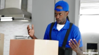 Demi Sutra on her knees is sucking Mick Blue's cock