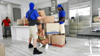 Demi Sutra on her knees is sucking Mick Blue's cock