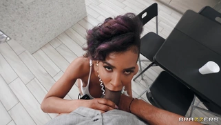 Demi Sutra gets her face fucked at the kitchen