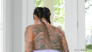 Arabelle Raphael slides her pussy on huge black shaft